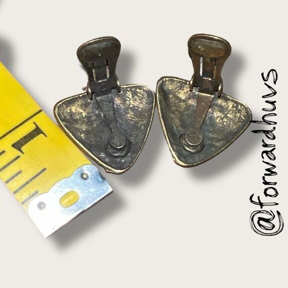 Bundle Sale 3 for $15 | Classic Gold Blue Enamel Clip-On Earrings - Picture 6 of 7